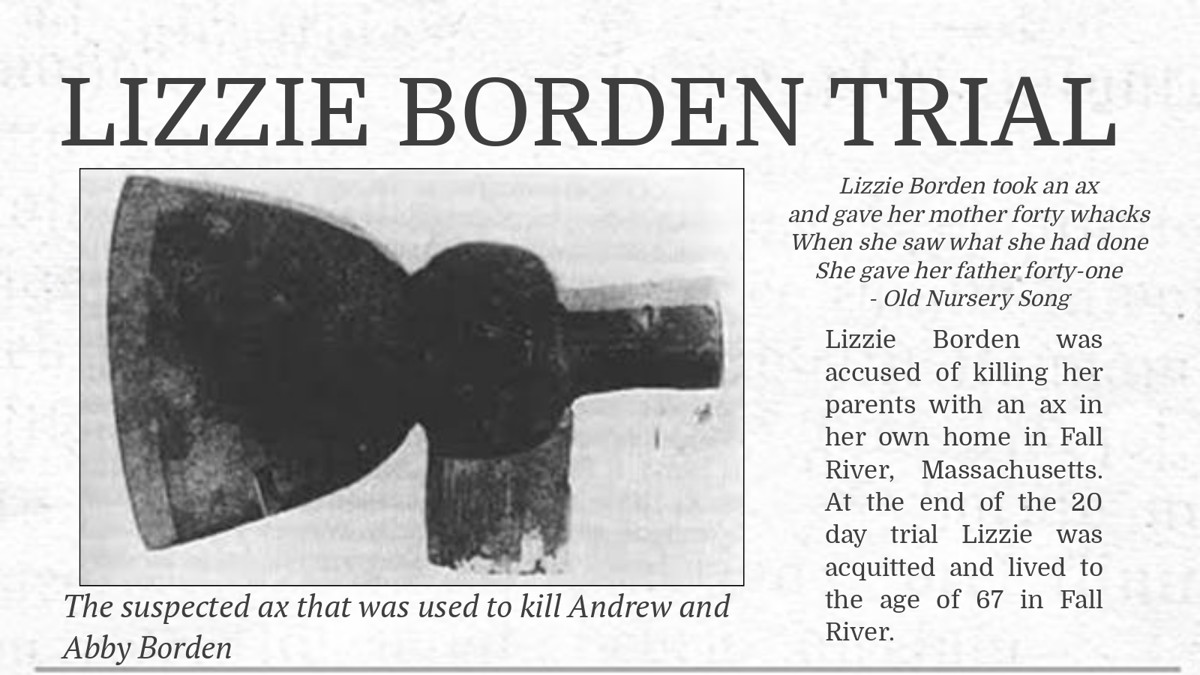 Image result for the borden's axed to death in 1892 the murder weapon
